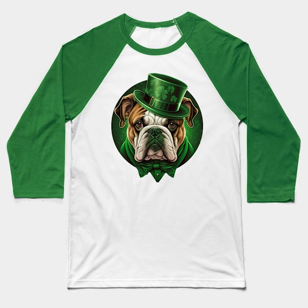 Bulldog St. Patrick's Day Baseball T-Shirt by JayD World